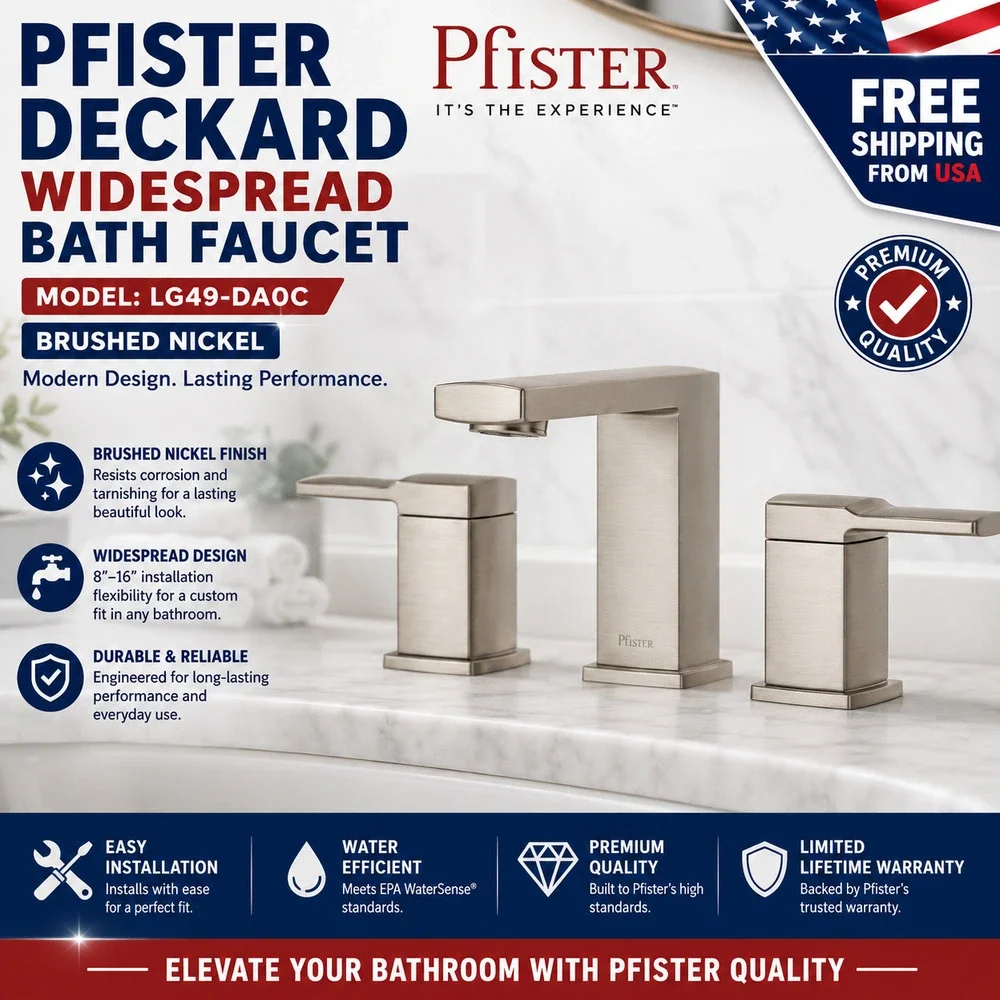 Pfister LG49-DA0C Deckard Widespread Bath Faucet, Brushed Nickel
